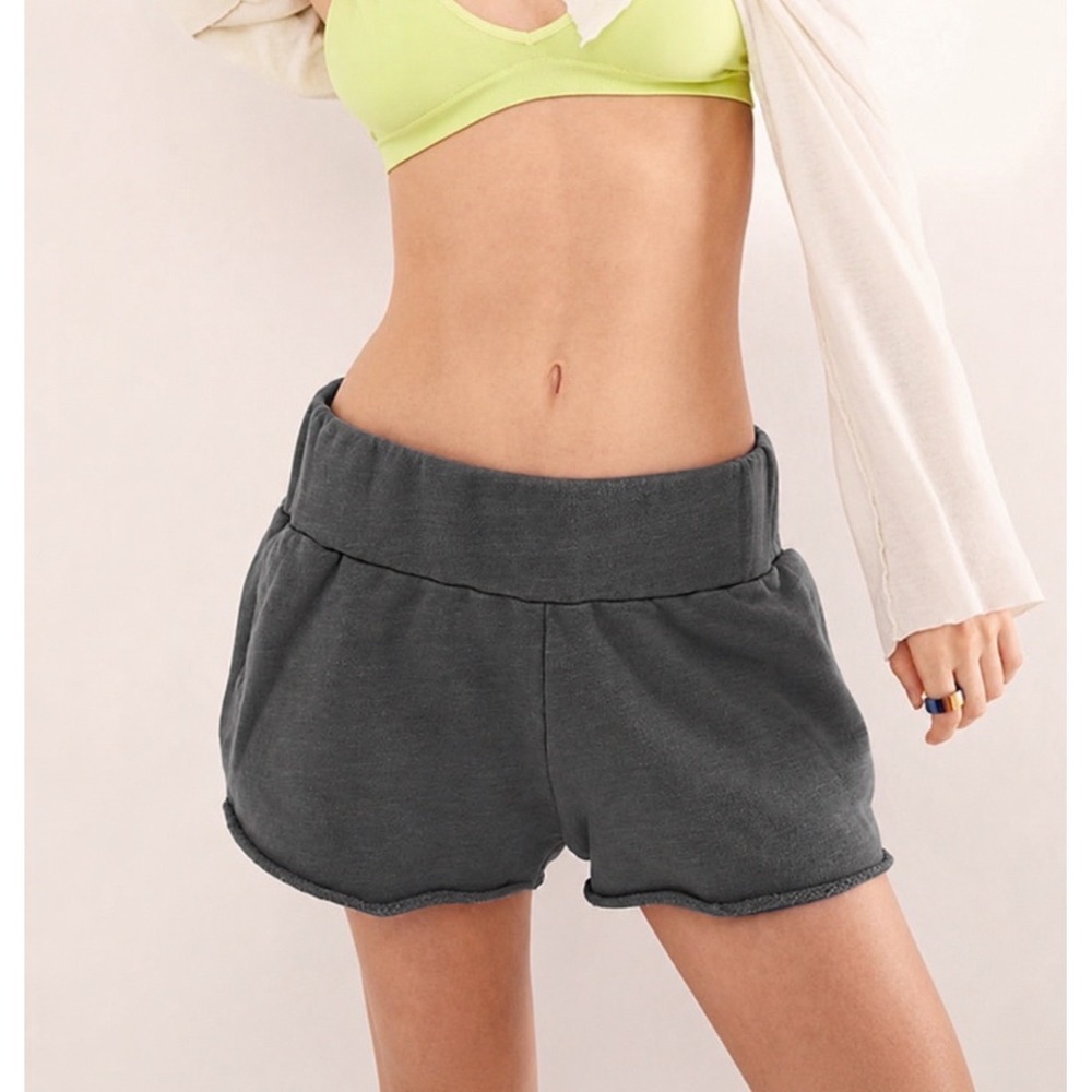 Free People Road Trip Shorts Grey Womens Size XS Elastic Waist Pockets Cotton